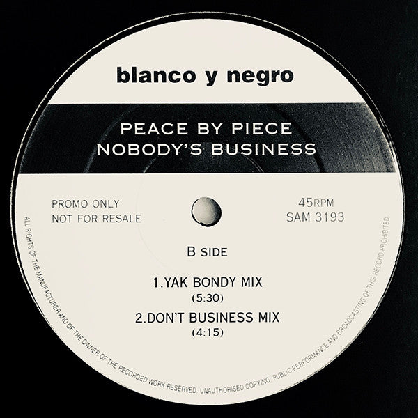 Peace By Piece : Nobody's Business (12", Promo)