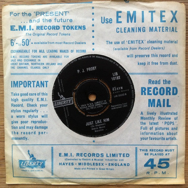 P.J. Proby : Somewhere (7", Single, 4 P)