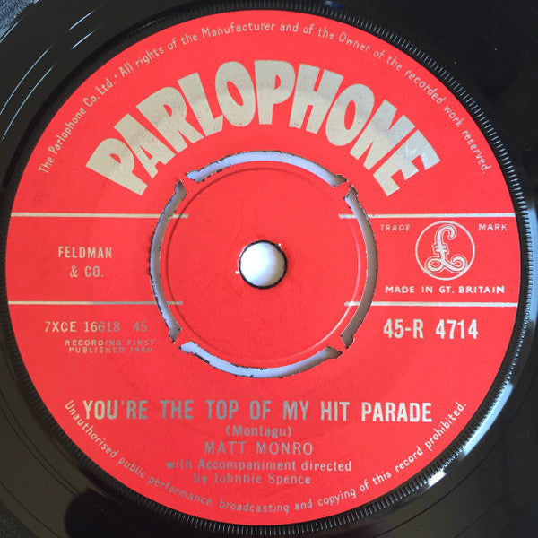 Matt Monro : Portrait Of My Love (7", Single)