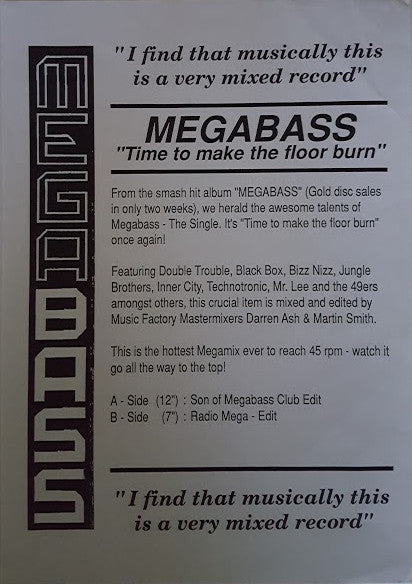 Megabass / The Mastermixers : Time To Make The Floor Burn / Get Down (12", Mixed, W/Lbl)