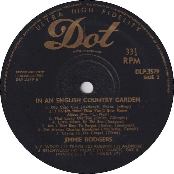 Jimmie Rodgers (2) : In An English Country Garden (LP, Album, Mono)