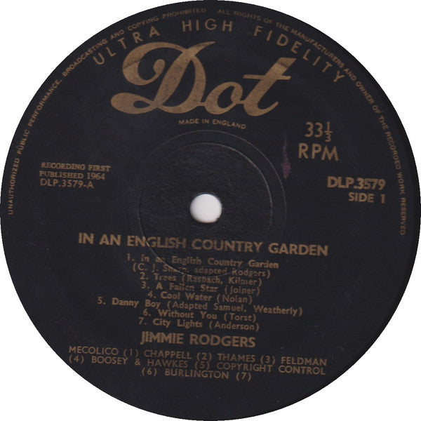 Jimmie Rodgers (2) : In An English Country Garden (LP, Album, Mono)