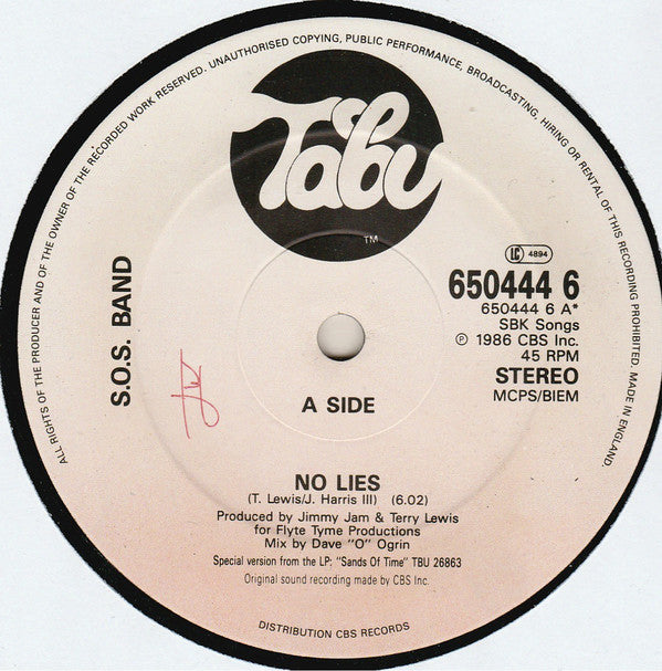 The S.O.S. Band : No Lies (12")