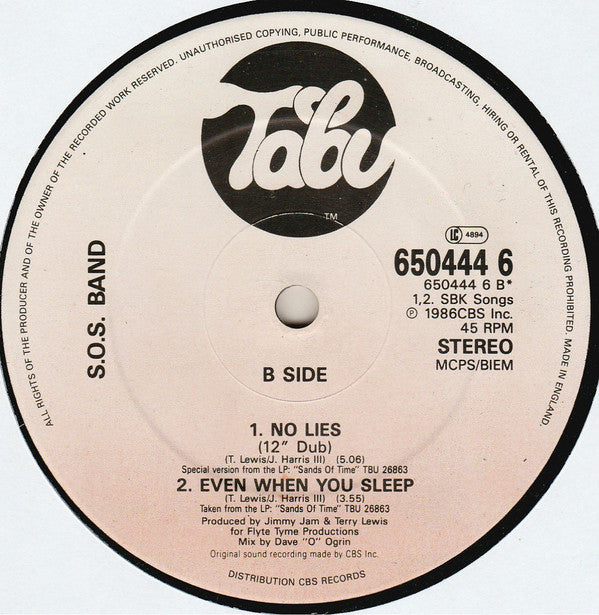 The S.O.S. Band : No Lies (12")