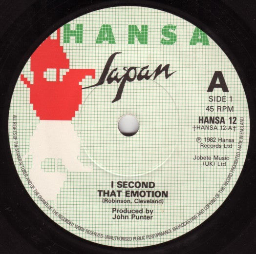 Japan : I Second That Emotion (7", Single, Han)