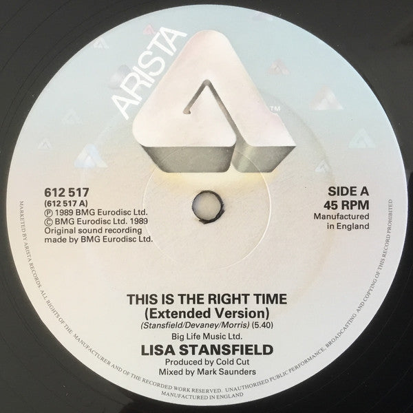 Lisa Stansfield : This Is The Right Time (12", Single)