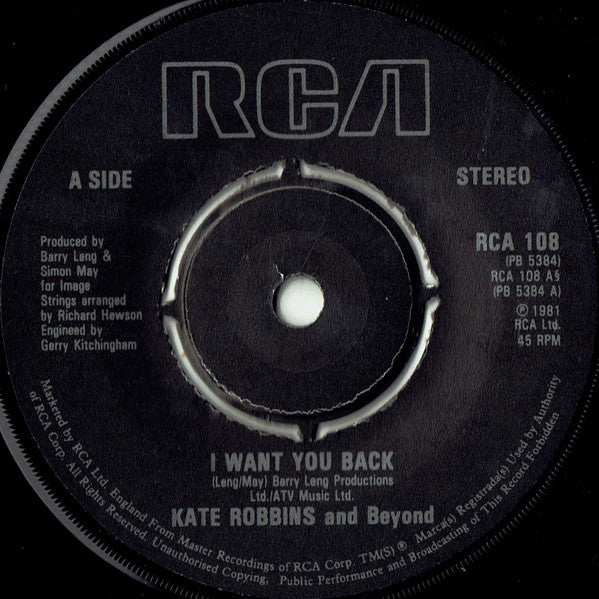 Kate Robbins : I Want You Back (7")