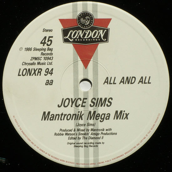 Joyce Sims : All And All (Mantronik Mega Mix) (12", Single)