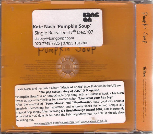 Kate Nash : Pumpkin Soup (CD, Single, Promo)
