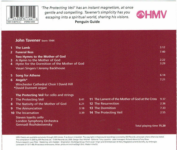 John Tavener : The Protecting Veil Song for Athene The Lamb (CD-ROM, Album)