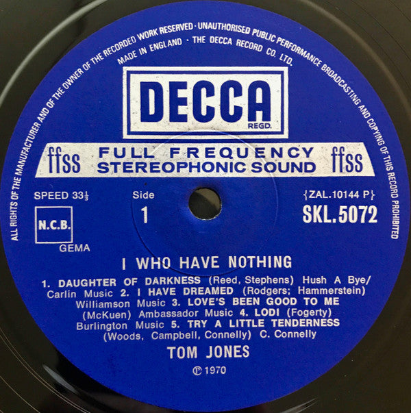 Tom Jones : I Who Have Nothing (LP, Album)