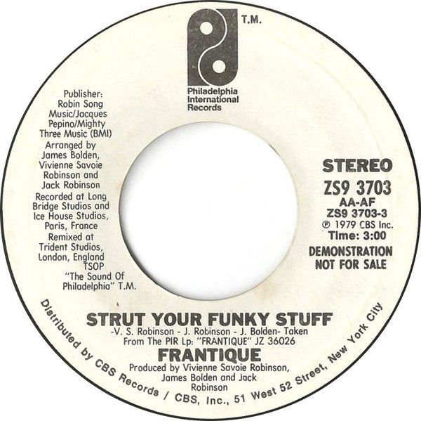 Frantique : Strut Your Funky Stuff (7", Single, Promo)