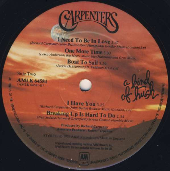 Carpenters : A Kind Of Hush (LP, Album, Rob)