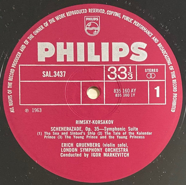 Rimsky-Korsakov*, London Symphony Orchestra, Igor Markevitch : Scheherazade / Capriccio Espagnol (LP)