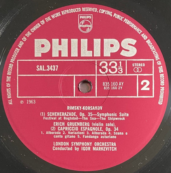 Rimsky-Korsakov*, London Symphony Orchestra, Igor Markevitch : Scheherazade / Capriccio Espagnol (LP)
