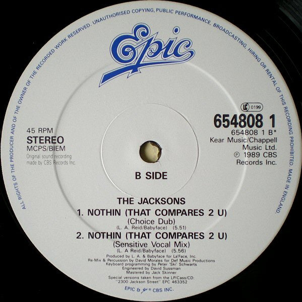 The Jacksons : Nothin (That Compares 2 U) (12")