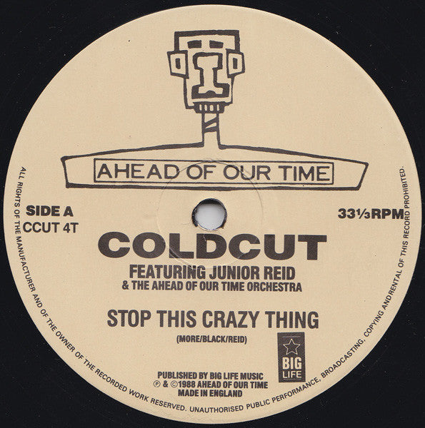 Coldcut Featuring Junior Reid And Ahead Of Our Time Orchestra : Stop This Crazy Thing (12", Single, EMI)