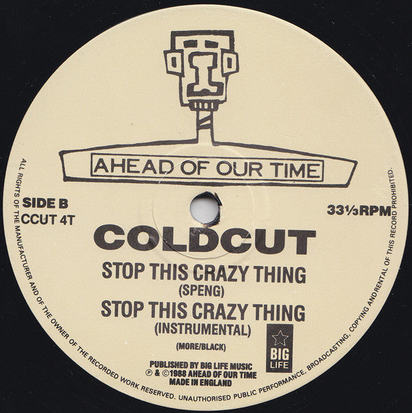 Coldcut Featuring Junior Reid And Ahead Of Our Time Orchestra : Stop This Crazy Thing (12", Single, EMI)