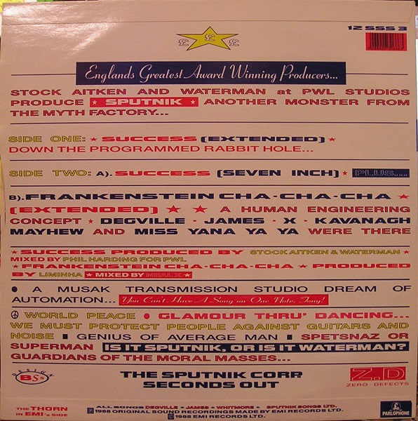 Sigue Sigue Sputnik, Stock, Aitken & Waterman : Success (12", Single)