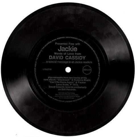 David Cassidy : Words Of Love From David Cassidy (Flexi, S/Sided)