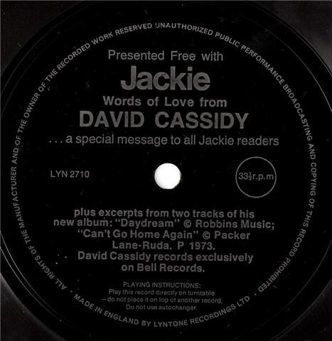 David Cassidy : Words Of Love From David Cassidy (Flexi, S/Sided)