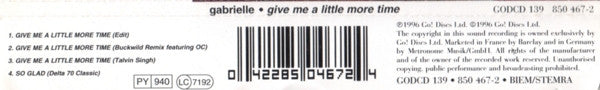Gabrielle : Give Me A Little More Time (CD, Single)