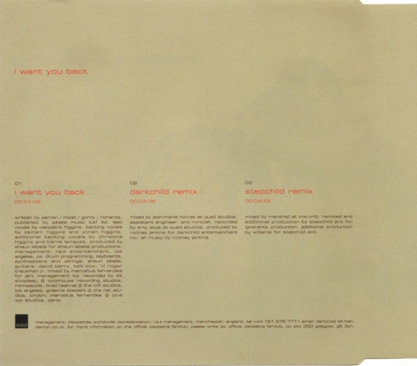 Cleopatra : I Want You Back (CD, Single)
