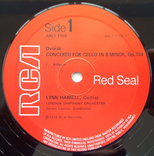 Antonín Dvořák, Lynn Harrell, James Levine (2), London Symphony Orchestra : Concerto For Cello (LP)