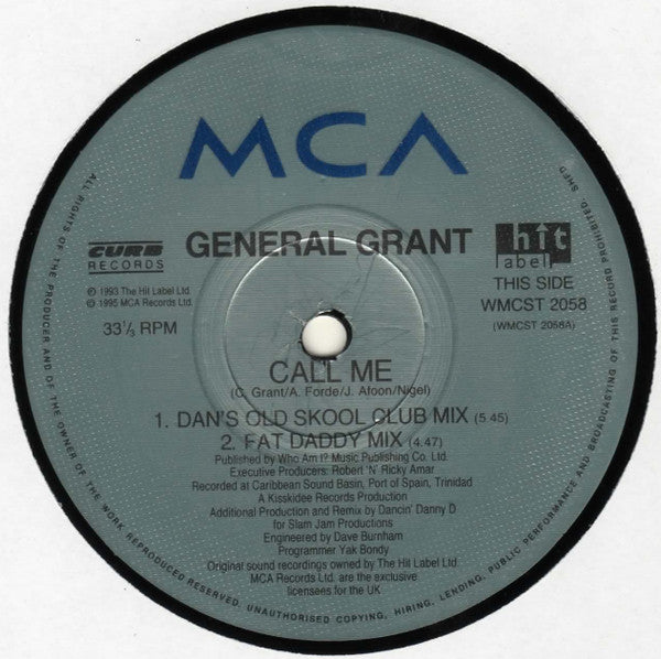 General Grant : Call Me (12")