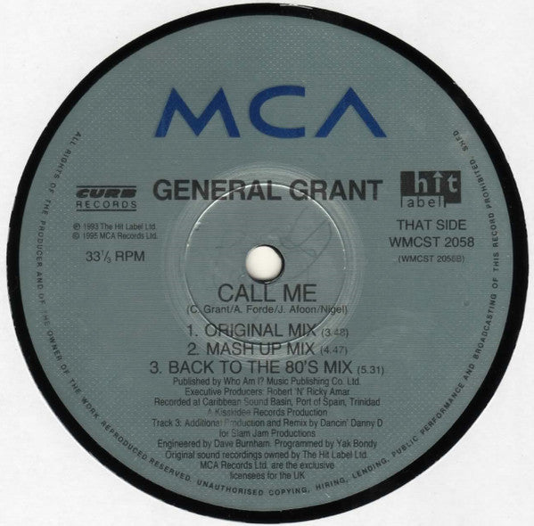 General Grant : Call Me (12")