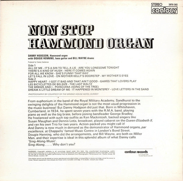 Danny Hodgson : Non Stop Hammond Organ (LP)