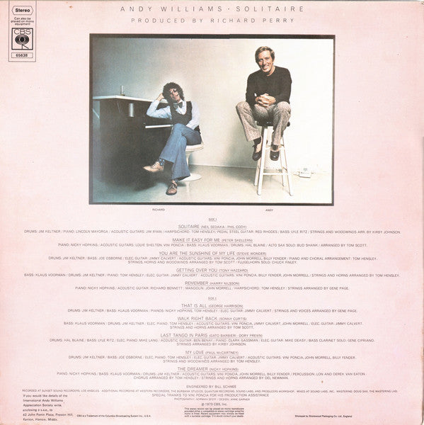 Andy Williams : Solitaire (LP, Album)