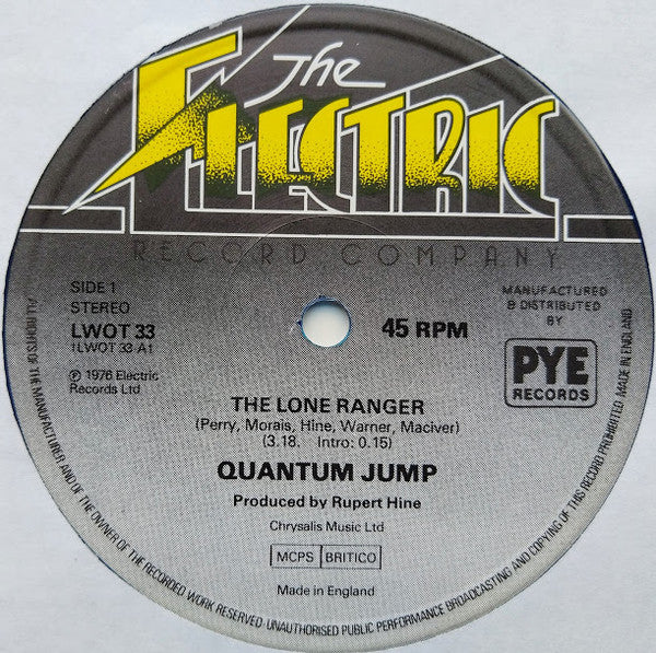 Quantum Jump : The Lone Ranger (12", Single, Blu)