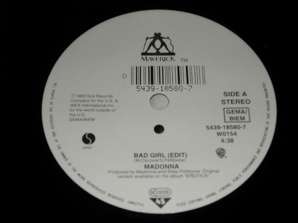 Madonna : Bad Girl (7", Single)
