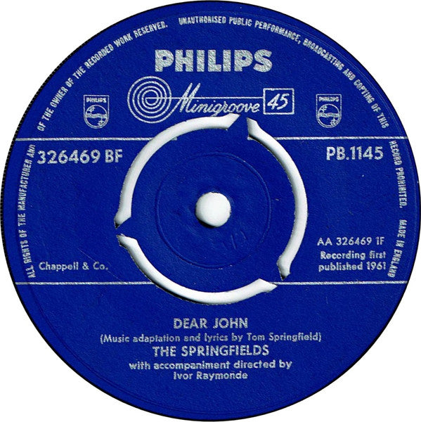 The Springfields : Dear John (7", Single)