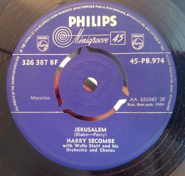 Harry Secombe With Wally Stott And His Orchestra And Chorus : The Holy City (7")