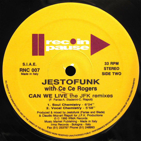 Jestofunk With  Ce Ce Rogers : Can We Live (The JFK Remixes) (12")