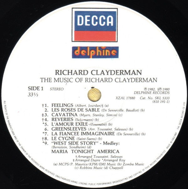 Richard Clayderman : The Music Of Richard Clayderman (LP, Comp)
