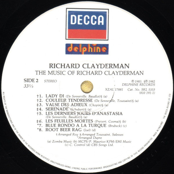 Richard Clayderman : The Music Of Richard Clayderman (LP, Comp)