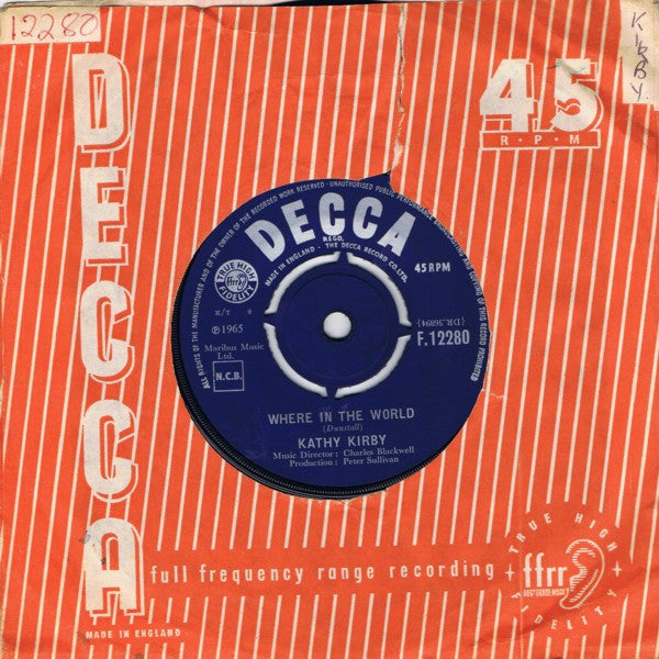 Kathy Kirby : Where In The World (7", Single)