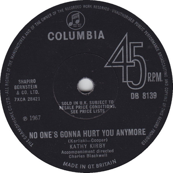 Kathy Kirby : No One's Gonna Hurt You Anymore (7")