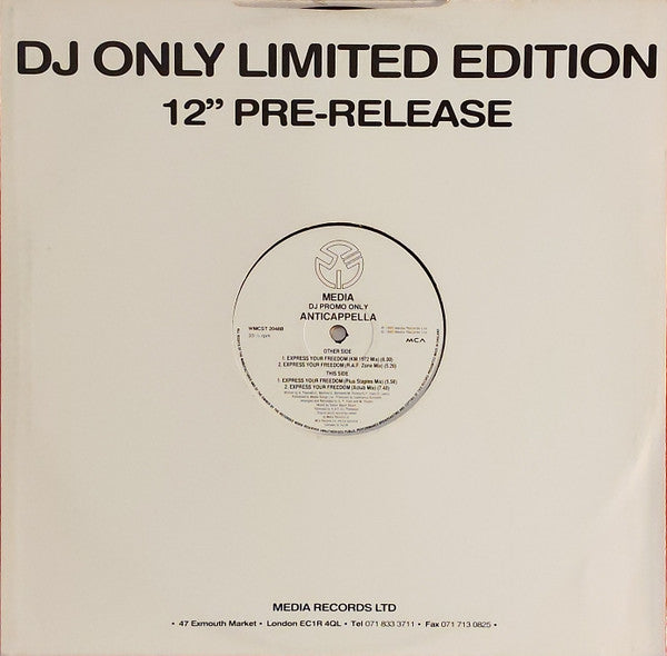 Anticappella : Express Your Freedom (12", Promo)