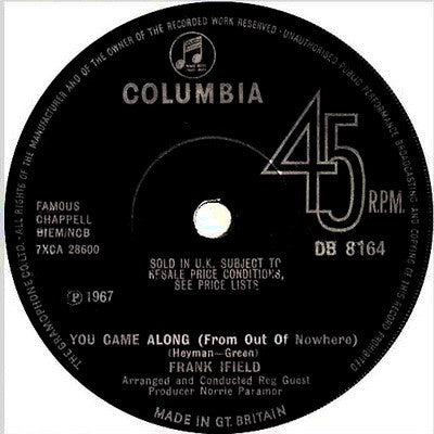 Frank Ifield : You Came Along (From Out Of Nowhere) (7", Single)