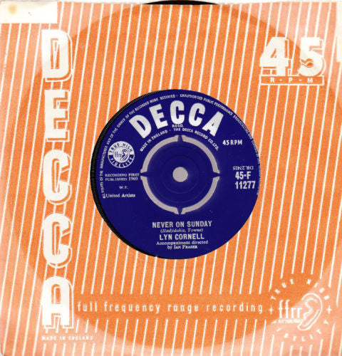 Lynn Cornell : Never On Sunday (7", Single)