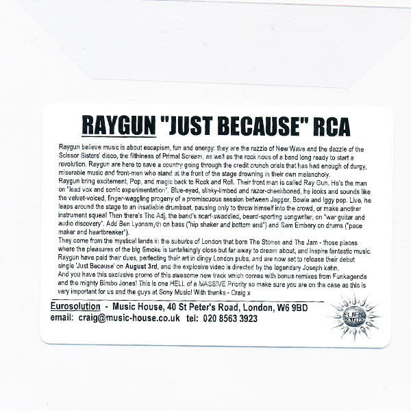 Raygun (5) : Just Because (CDr, Single, Promo)