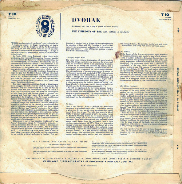 Antonín Dvořák : Symphony No. 5 In E Minor 'From The New World' (LP, Mono, Club, RE)