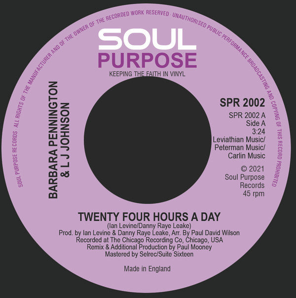 Barbara Pennington & L.J. Johnson : Twenty Four Hours A Day (7", Single)