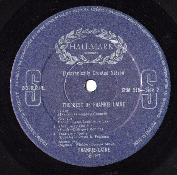 Frankie Laine : The Best Of Frankie Laine (LP, Comp, Dar)