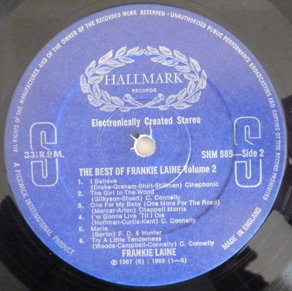 Frankie Laine : The Best Of Frankie Laine Vol.2 (LP, Comp)