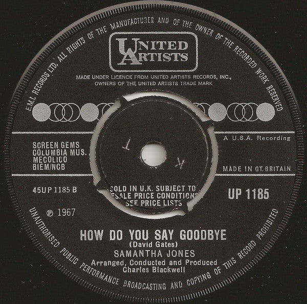 Samantha Jones : Ray Of Sunshine / How Do You Say Goodbye (7")